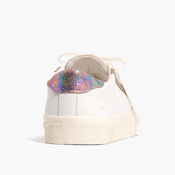 NWT Madewell Sidewalk Low-Top Suede Toe Sneakers in Irridescent Leather - Picture 13 of 15